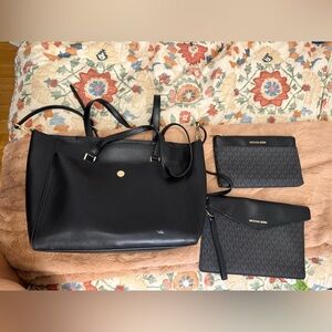 Michael Kors Black Tote and Pouch Set